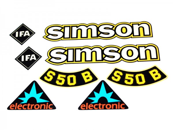 Dekorsatz S50 B Elektronik gelb, Dekorsätze Original Look, Aufkleber/Schriftzüge, Simson